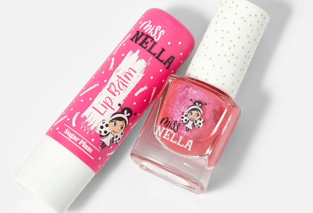Miss Nella Lip Balm & Nail Polish Set Lips & Tips Set 2 pcs Miss Nella Lip Balm & Nail Polish Set Lips & Tips Set