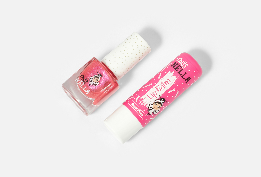 Miss Nella Lip Balm & Nail Polish Set Lips & Tips Set 2 pcs Miss Nella Lip Balm & Nail Polish Set Lips & Tips Set