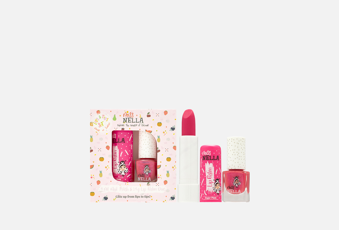 Miss Nella Lip Balm & Nail Polish Set Lips & Tips Set 2 pcs Miss Nella Lip Balm & Nail Polish Set Lips & Tips Set