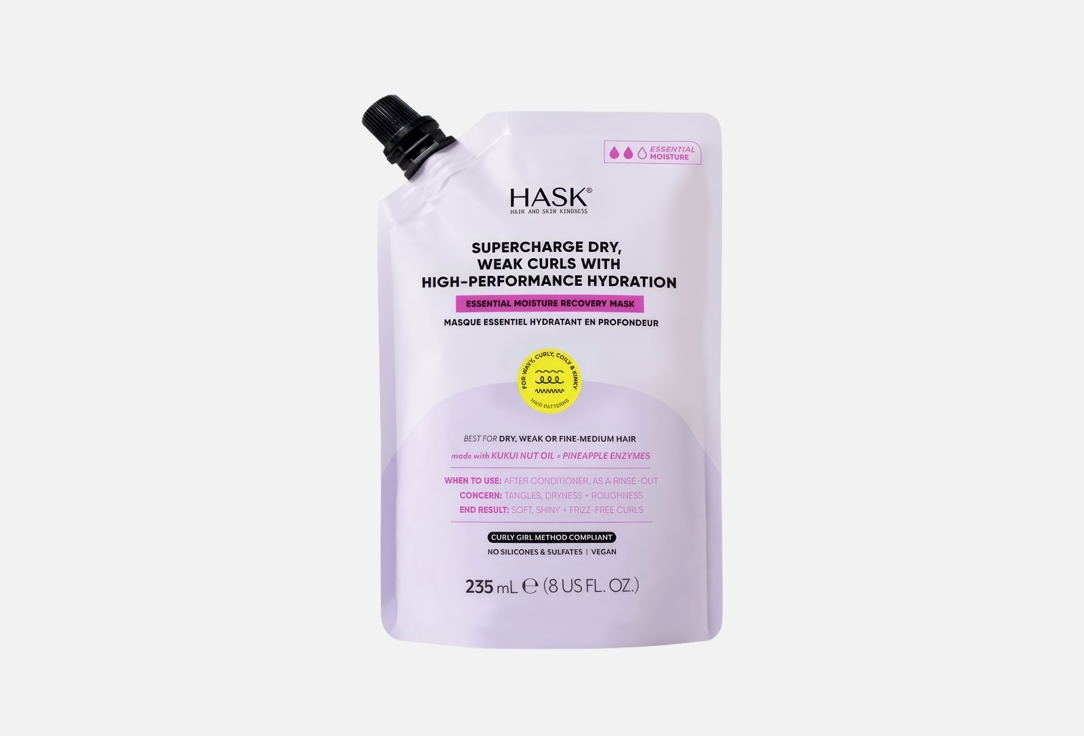 Hask ESSENTIAL MOISTURE RECOVERY HAIR MASK TEXTURE SOLUTIONS 235 ml Hask ESSENTIAL MOISTURE RECOVERY HAIR MASK TEXTURE SOLUTIONS