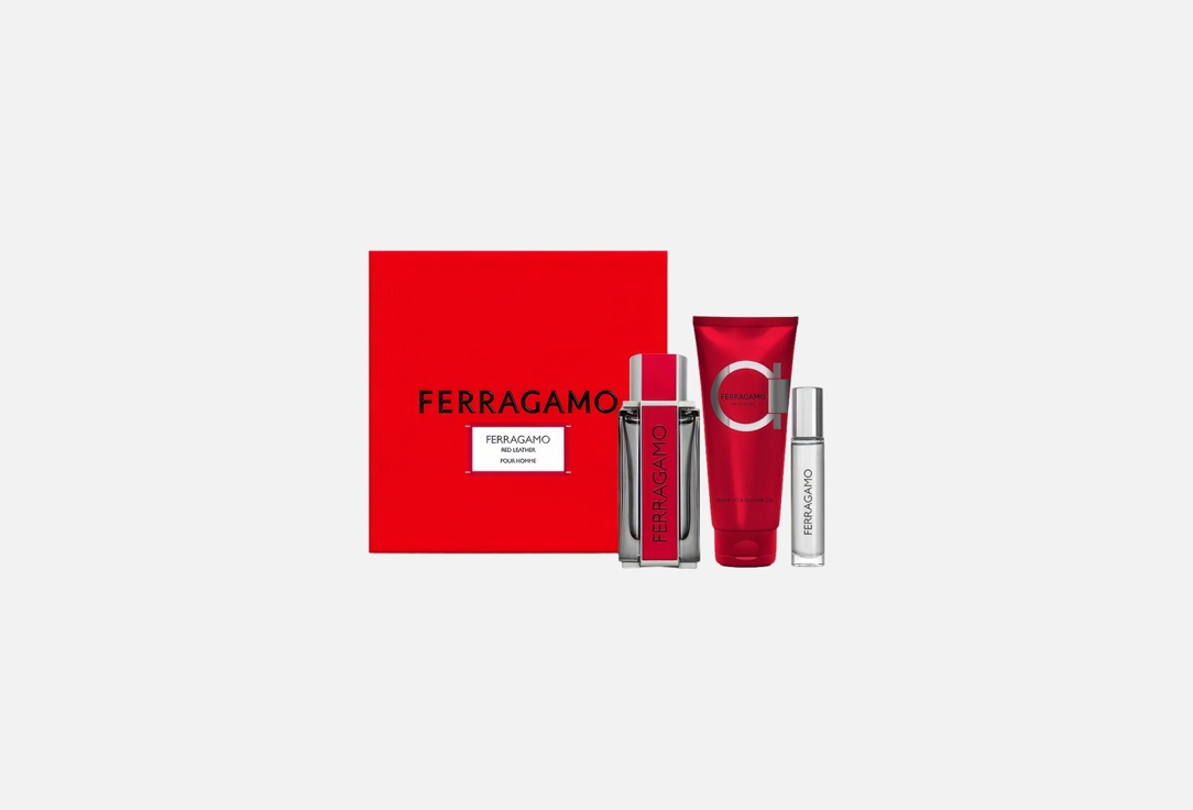 SALVATORE FERRAGAMO Eau de parfum, shower gel, eau de parfum travel size set RED LEATHER
