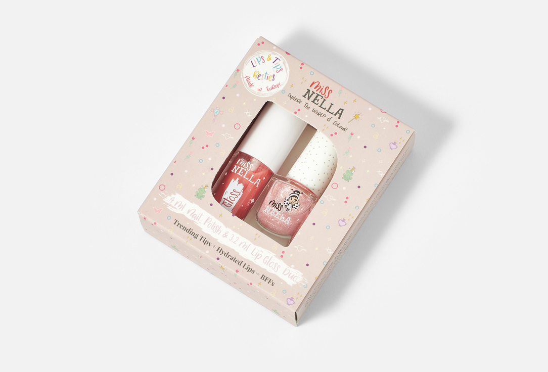 Miss Nella LIP GLOSS & nail polish set Besties Pink Secret