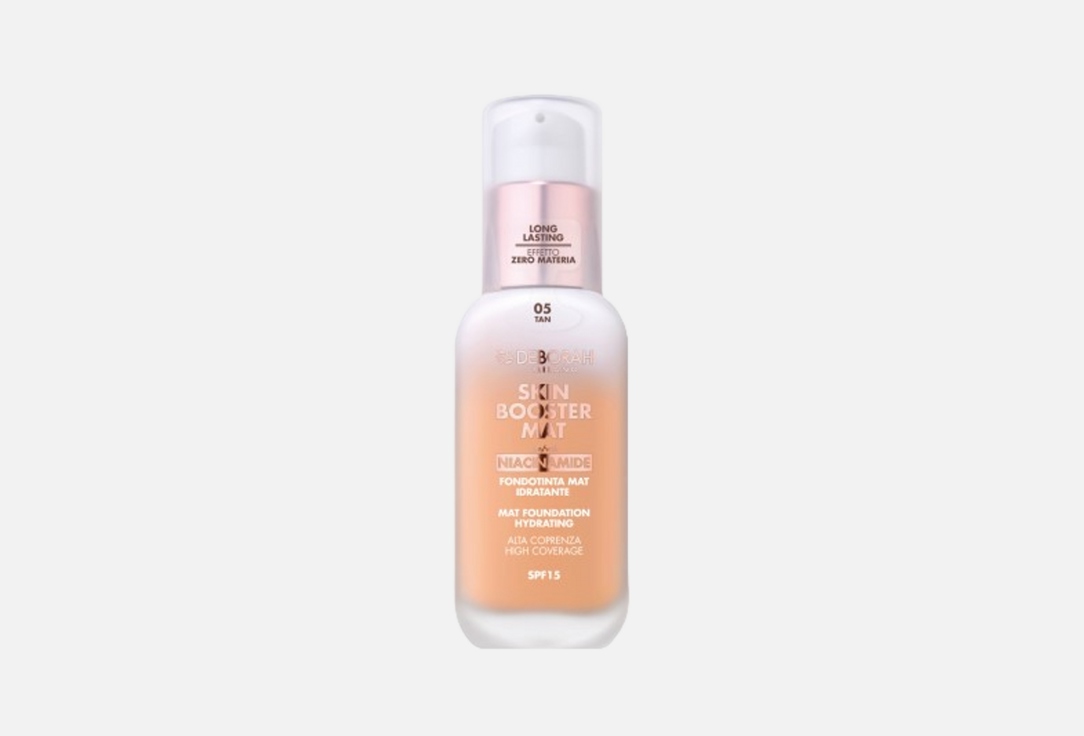 DEBORAH MILANO Hydrating matte foundation spf 15 Skin booster 05, Tan 30 ml DEBORAH MILANO Hydrating matte foundation spf 15 Skin booster