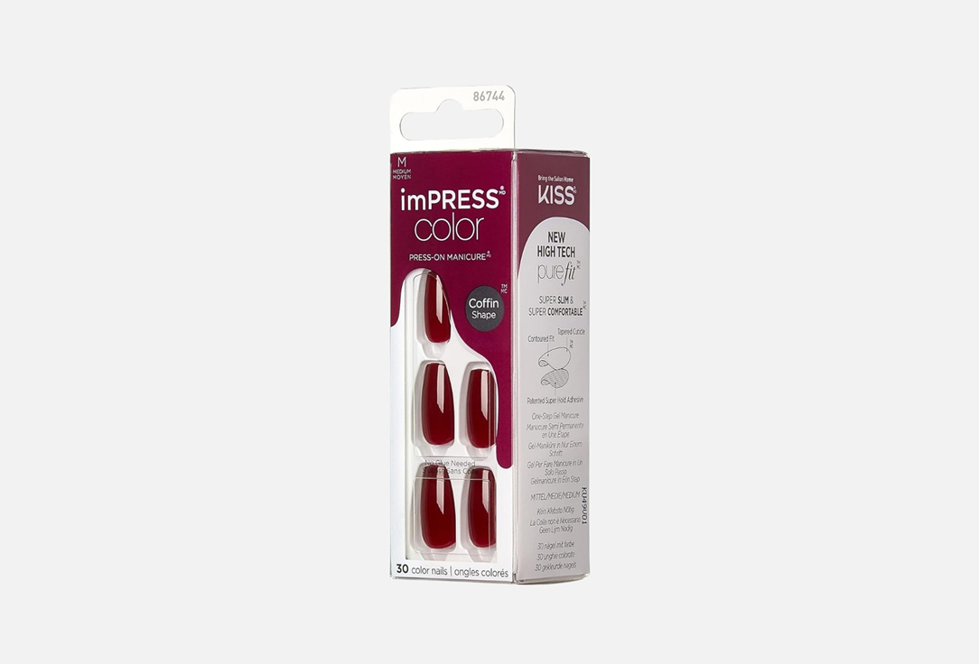 KISS NEW YORK Professional PRESS ON gel nails Impress Color Medium Coffin