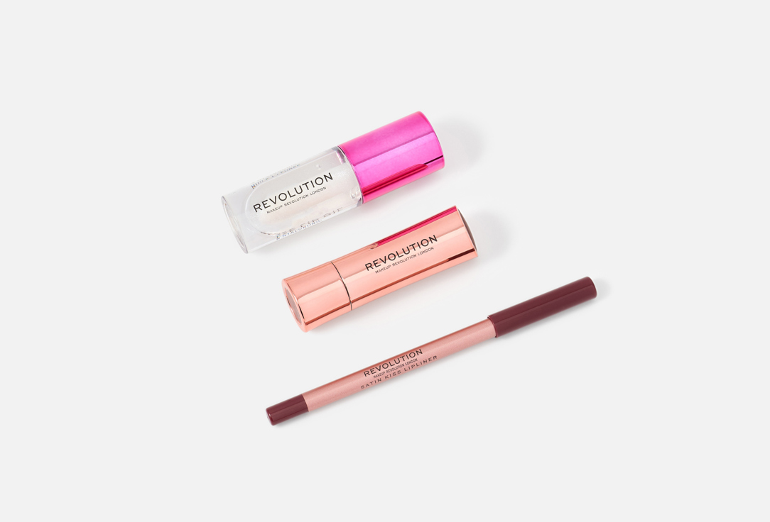 MakeUp Revolution Lipstick, Lip Oil & Lip Liner Set Perfect Pout
