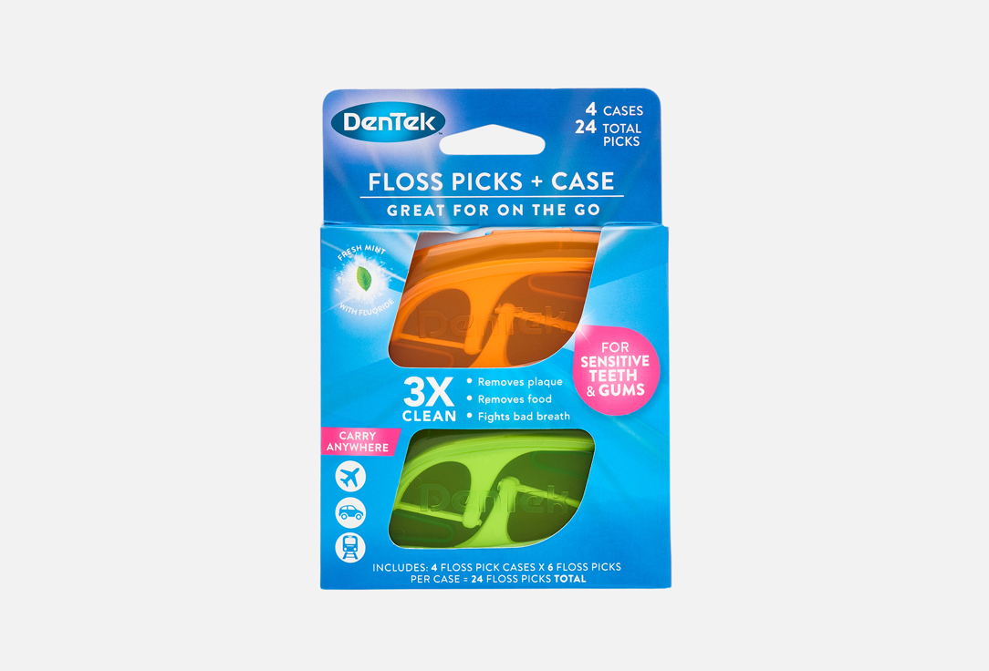 DENTEK Floss Picks & Travel Case Set Comfort Clean Floss Picks with Case