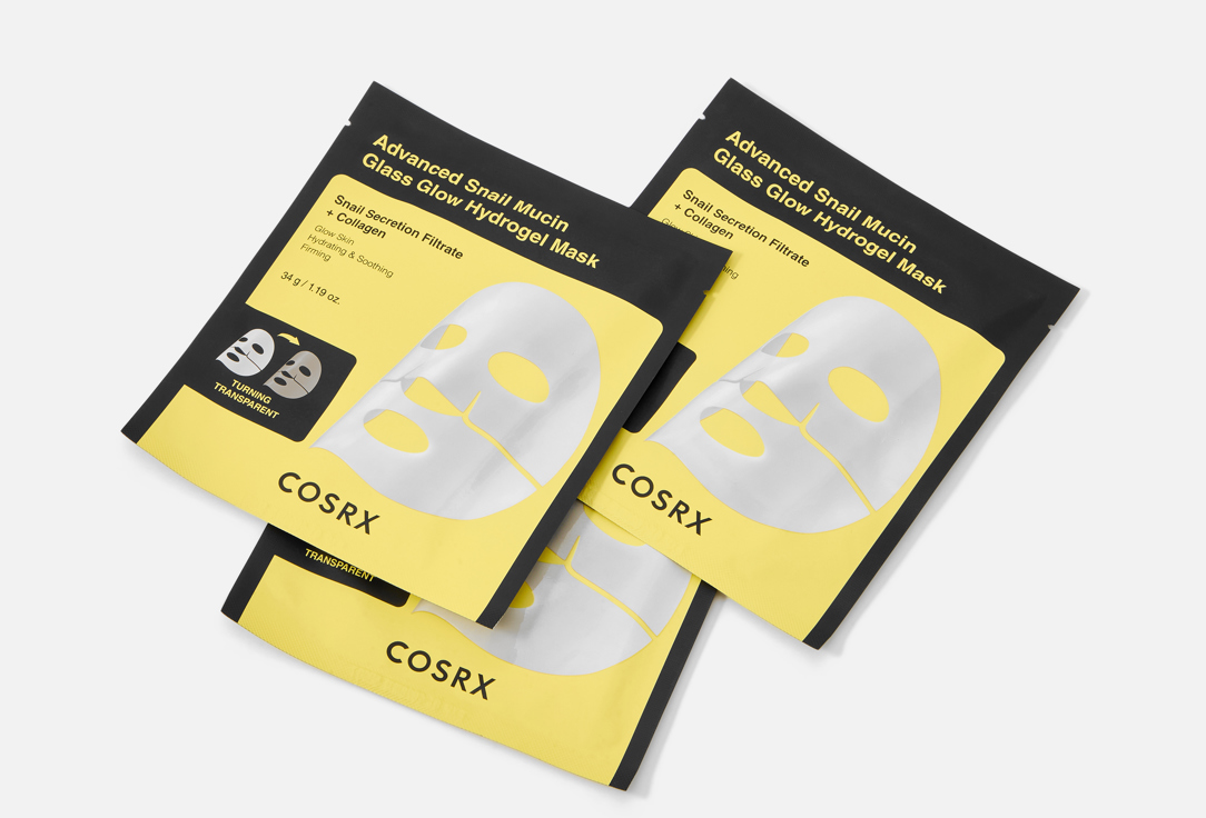 Cosrx Radiance-boosting Face Mask Set Advanced Snail Mucin Glass Glow Hydrogel Mask 3 pcs Cosrx Radiance-boosting Face Mask Set Advanced Snail Mucin Glass Glow Hydrogel Mask