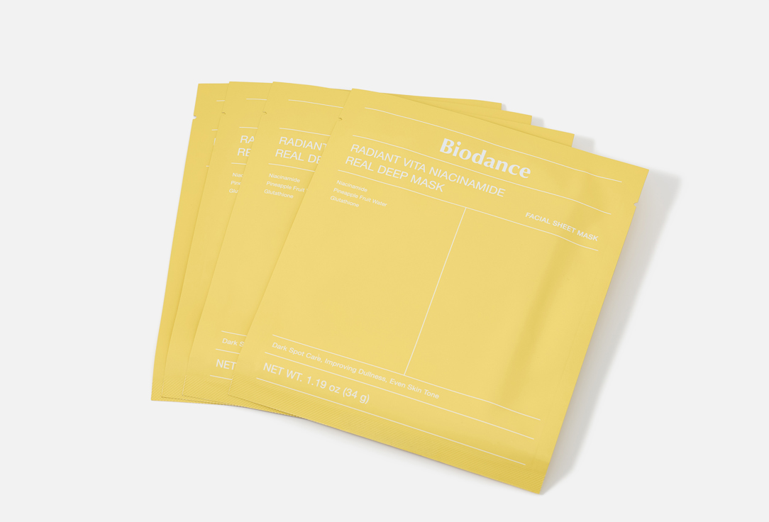 Biodance hydrating hydrogel mask for dark spots Radiant Vita Niacinamide Real Deep 4 pcs Biodance hydrating hydrogel mask for dark spots Radiant Vita Niacinamide Real Deep