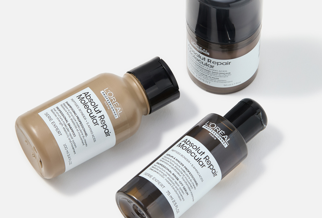 LOreal professionnel Repairing Shampoo, Serum & Leave-in Mask Set Absolut Repair Molecular Mini Trio Kit