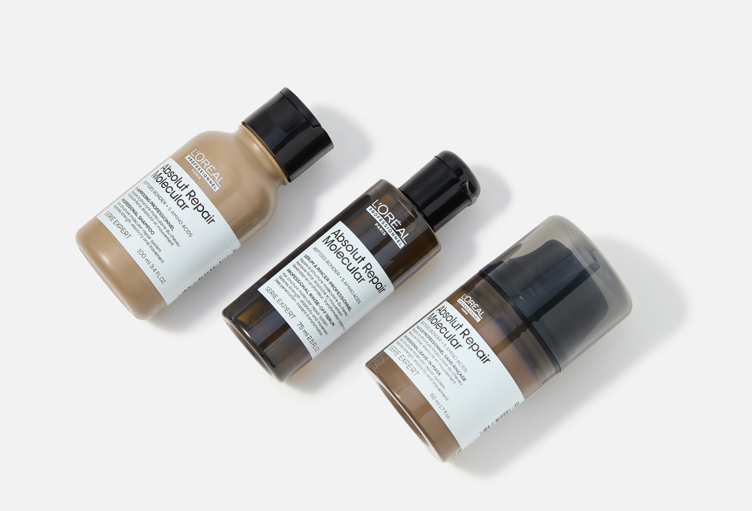 LOreal professionnel Repairing Shampoo, Serum & Leave-in Mask Set Absolut Repair Molecular Mini Trio Kit