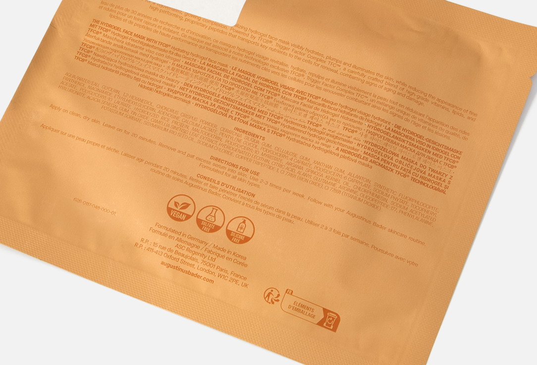 Augustinus Bader Moisturizing Hydrogel Face Mask THE HYDROGEL FACE MASK