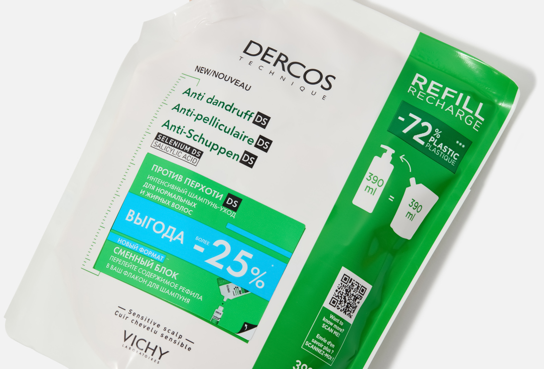 Vichy Shampoo Refill Anti-Dandruff Shampoo for Normal to Oily Hair