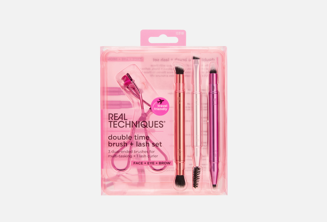 Real Techniques Multi-tasking dual-ended eye brush + lash curler set Double Time