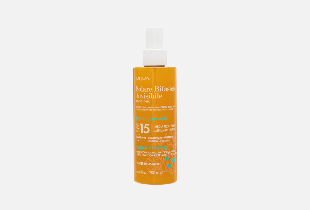 Pupa Two‑phase invisible body & face spray SPF 15 Solare Bifasico Invisibile