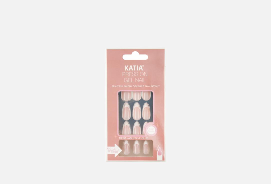 Katia Press On Gel Nail Nails Almond k105, French 1 pcs Katia Press On Gel Nail Nails Almond
