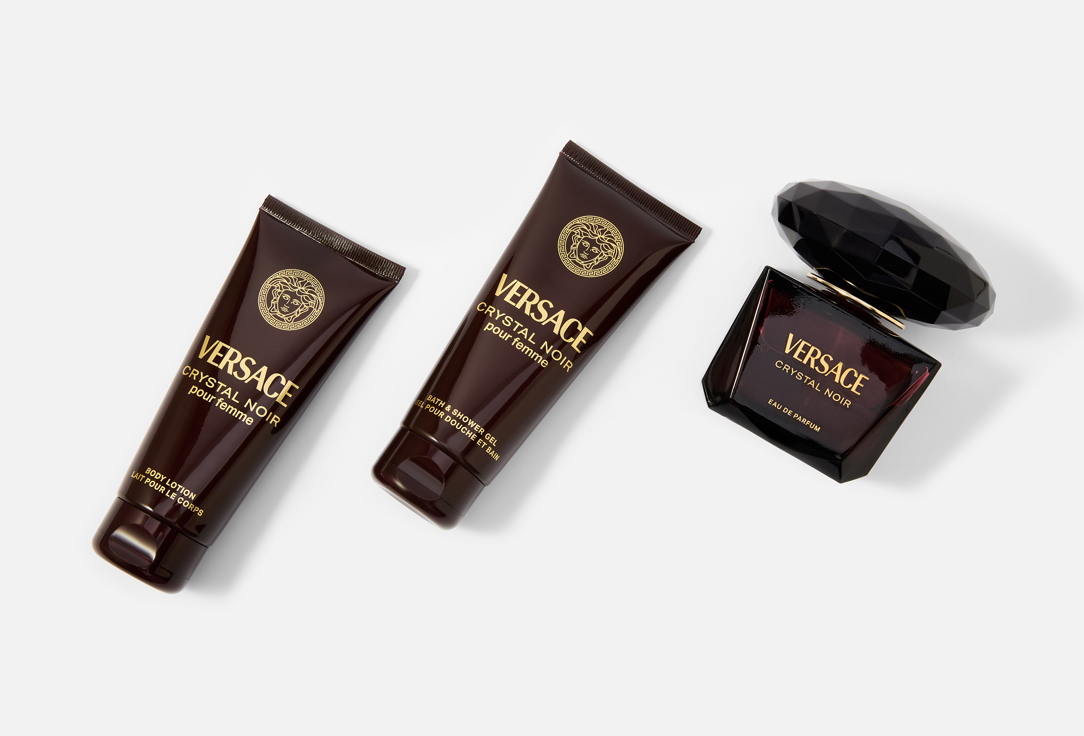 Versace Gift Set: Eau De Parfum, Bath & Shower Gel, Body Lotion Crystal Noir 3 pcs Versace Gift Set: Eau De Parfum, Bath & Shower Gel, Body Lotion Crystal Noir