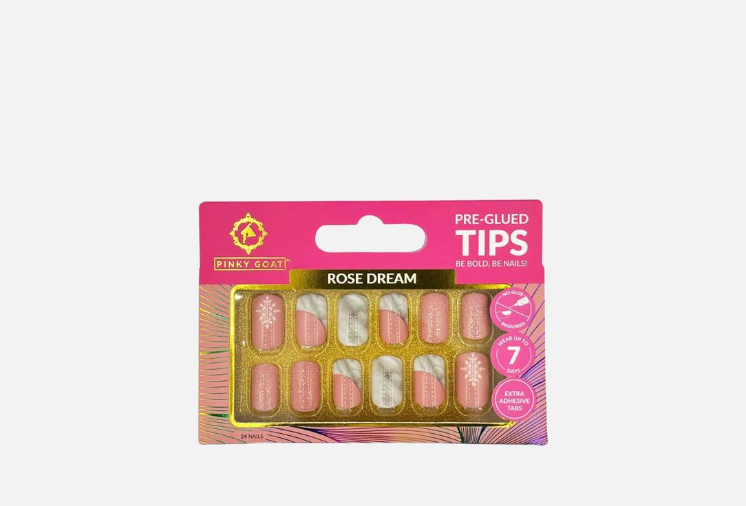 PINKY GOAT Press On Nails Pre-Glued Tips Rose dream 24 pcs PINKY GOAT Press On Nails Pre-Glued Tips