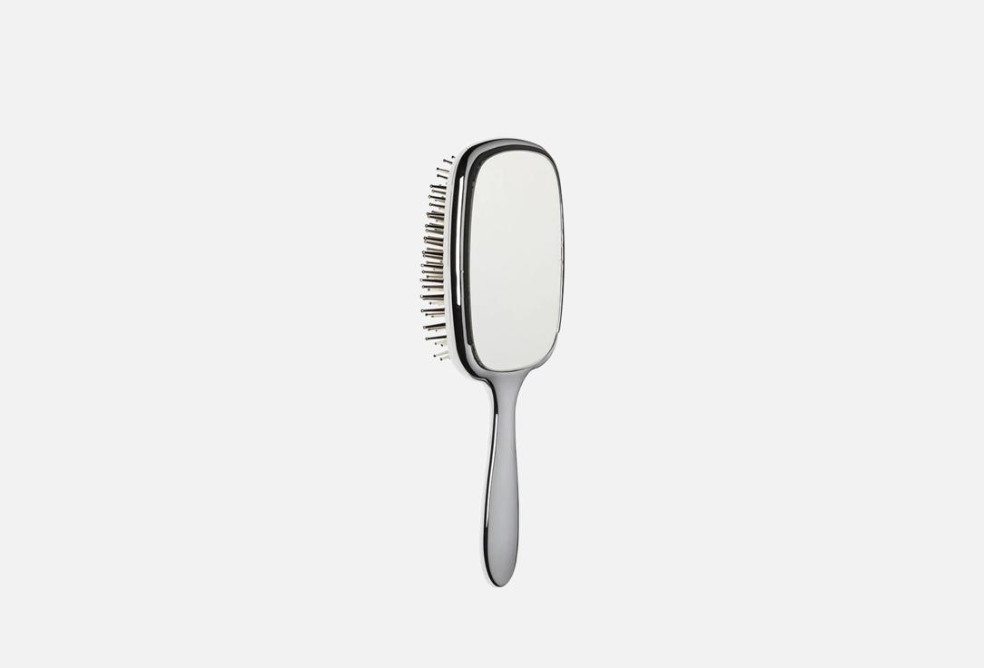 Janeke Hair Brush Chromium Hairbrush with Mirror