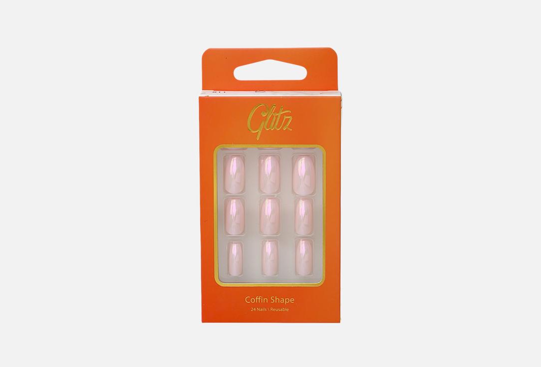 GLITZ Press-on nails Coffin Pink chrome