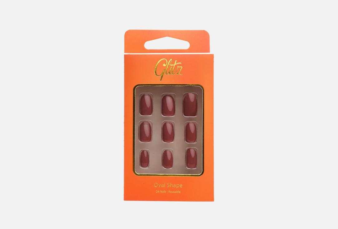 GLITZ Press-on nails Oval Maroon 24 pcs GLITZ Press-on nails Oval Maroon