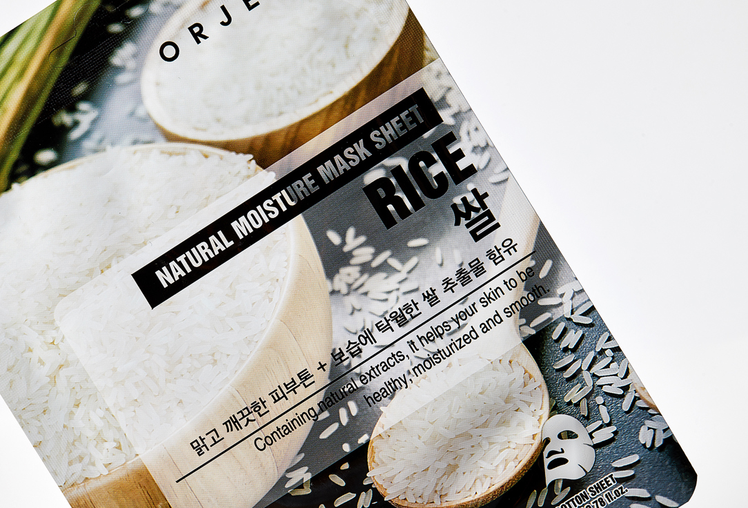 ORJENA Тканевая маска для лица с экстрактом риса NATURAL MOISTURE RICE MASK SHEET