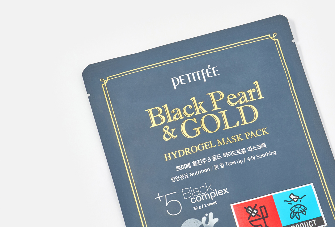 PETITFEE Reviving Face Mask Black Pearl & Gold Hydrogel Mask 1 pcs PETITFEE Reviving Face Mask Black Pearl & Gold Hydrogel Mask