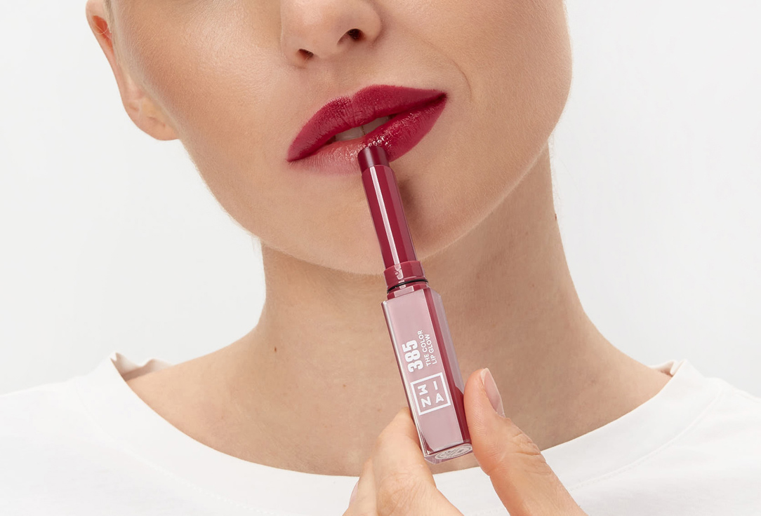 3INA Glowy, Moisturizing lipstick The Color Lip Glow 385, Wild berry pink 1.6 g 3INA Glowy, Moisturizing lipstick The Color Lip Glow